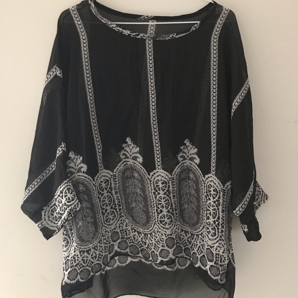 Black Floral Print Blouse